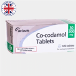 Co-codamol tablets for pain relief, available in various strengths, combining paracetamol and codeine for moderate to severe pain management in the UK.